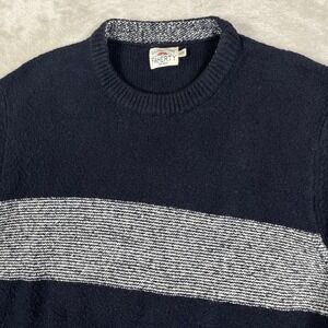 Faherty Sweater Mens Small Black Pullover Stripes Crew Neck Cotton Blend